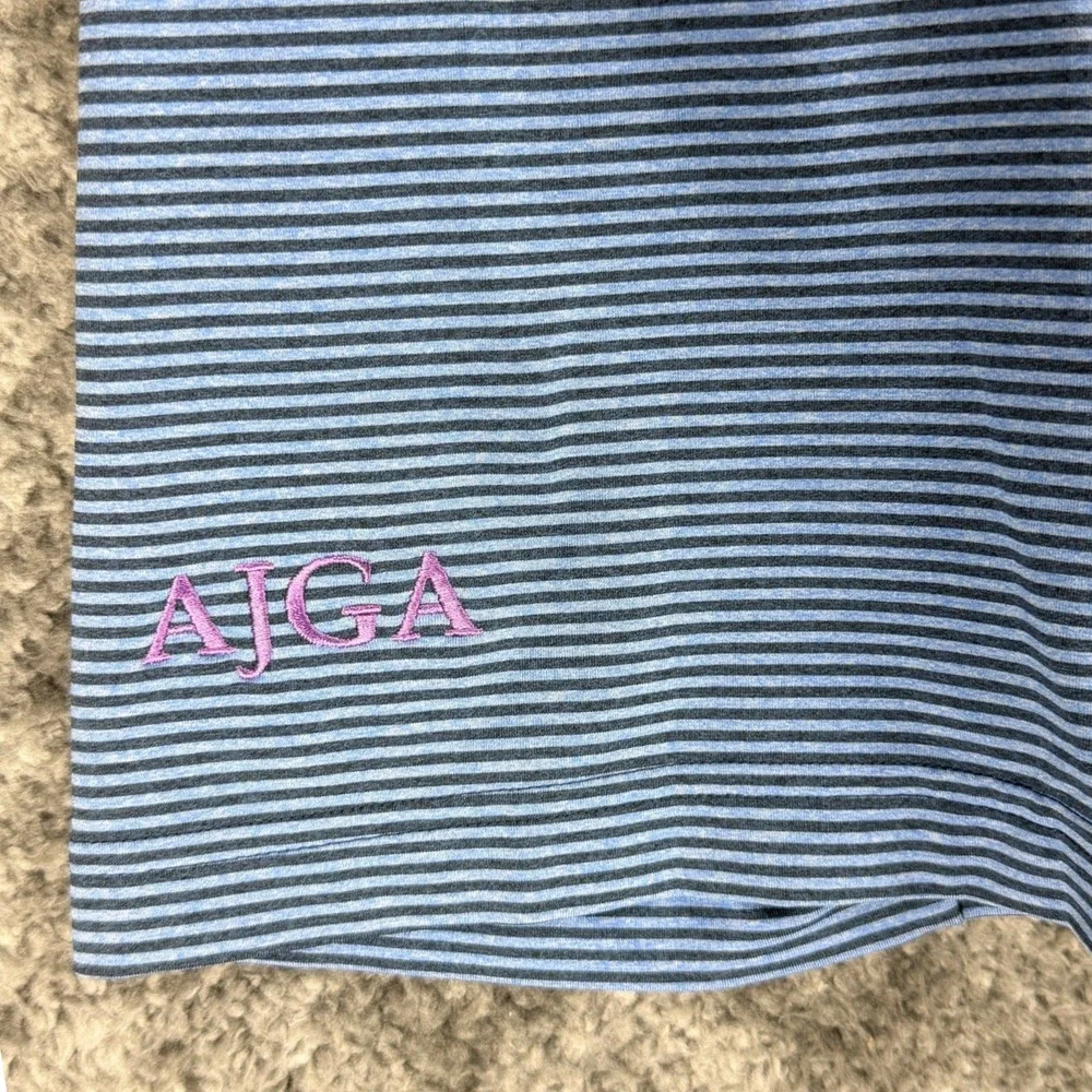 Adidas Men's 2XL Golf Polo Shirt Blue‎ Purple Striped Performance Athletic AJGA
